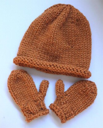 Beanie Hat and Mitten Set