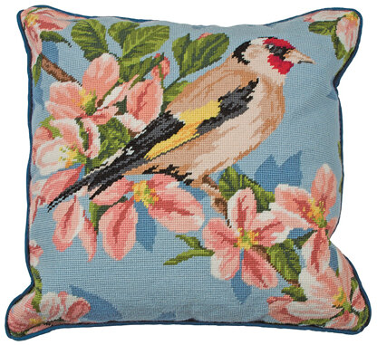 Anchor Gold Finch and Blossom Needlepoint Cushion Front Kit - 40 x 40cm