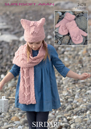 Hat, Scarf and Mittens in Sirdar Supersoft Aran - 2428 - Downloadable PDF