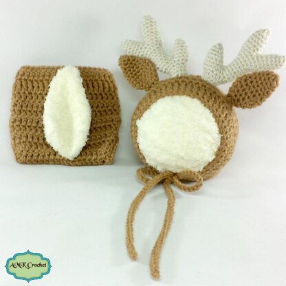 Newborn Reindeer or Deer Hat and Diaper Cover