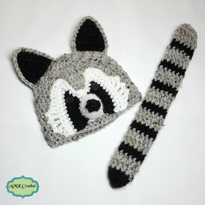 Newborn Raccoon Hat and Tail Photo Prop