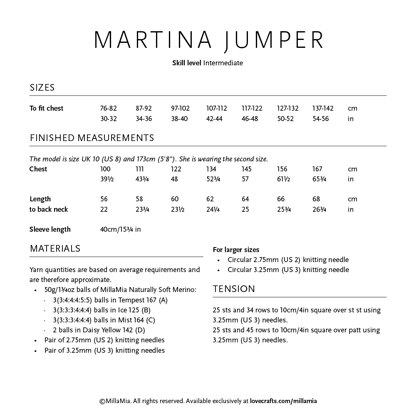 Martina Jumper - Knitting Pattern For Women in MillaMia Naturally Soft Merino by MillaMia