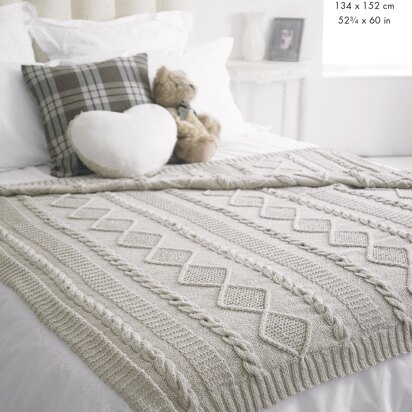 Throws in King Cole Big Value Recycled Cotton Aran - 4145 - Downloadable PDF