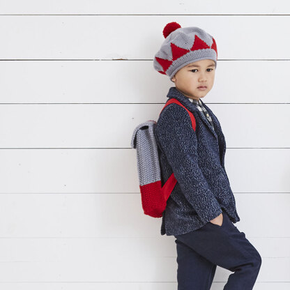 Otis Backpack and Beret - Bag and Hat Knitting Pattern in Debbie Bliss Rialto DK - Downloadable PDF