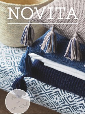 Knitted Sand Colored Pillow in Moss Stitch in Novita 7 Veljesta - 35 - Downloadable PDF