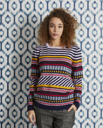 Neo Stripe Fairisle Jumper - Sweater Knitting Pattern For Women in MillaMia Naturally Soft Merino by MillaMia