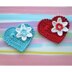 Heart with flower. Crochet appliqué. Card embellishment. Wedding card topper. Heart decoration