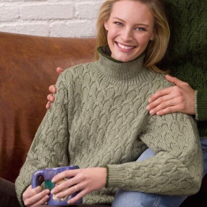 Her Cabled Pullover in Red Heart Soft Solids - WR2064