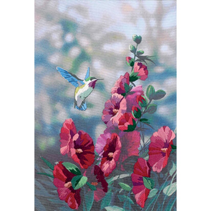 Dimensions Hollyhocks In Bloom Crewel Emboirdery Kit - 11x16in