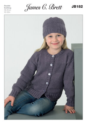 Girl's Hat and Cardigan in James C. Brett DK with Merino - JB182