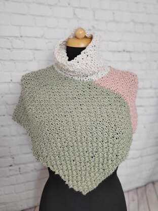 Mossy Turtle Neck Warmer Poncho