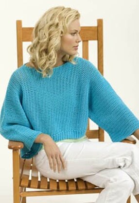 Crochet Turquoise Pullover in Tahki Yarns Cotton Classic