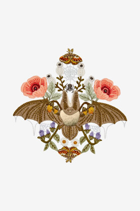 DMC Floral Bat Embroidery Pattern - PAT1765 - Downloadable PDF