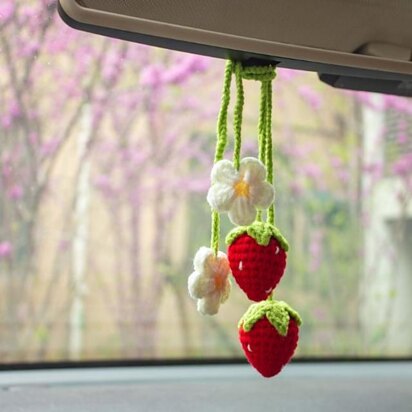 Crochet Strawberry Car Hanging
