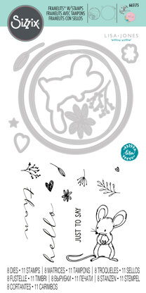 Sizzix Framelits Die Set 8PK w/Stamps - Hello Mouse by Lisa Jones