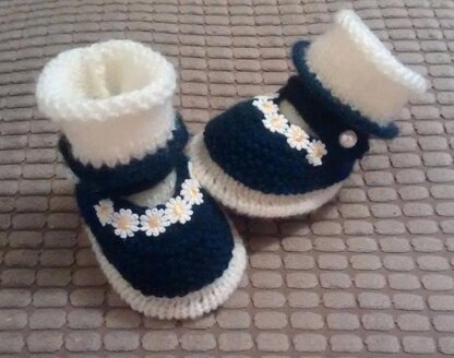 Navy Cream Mary Janes with Matching Socks 0-3mths