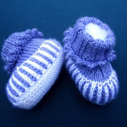 Purple Striped Baby Booties