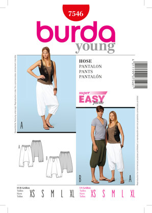 Burda Style Trousers Sewing Pattern B7546 - Paper Pattern, Size XS-XL
