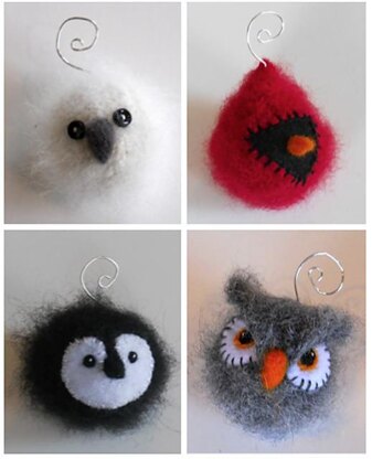 Felted Woolly Bird Holiday Ornaments