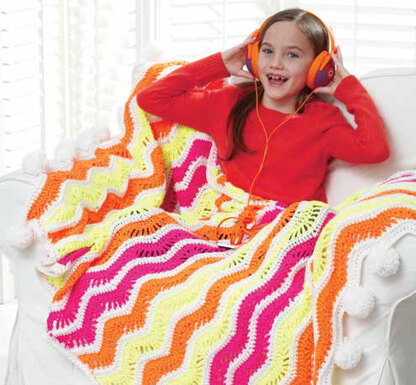 Bright Zig-Zag Stripes Crochet Blanket in Caron Simply Soft - Downloadable PDF