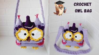 PDF crochet baby owl shoulder bag, owl purse pattern