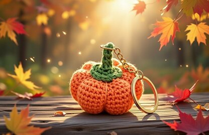 Pumpkin Keychain Crochet Pattern (PDF + Video Tutorial) – Beginner