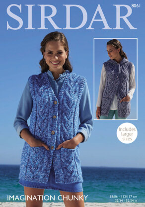 V Neck and Hooded Waistcoats in Sirdar Imagination Chunky - 8061 - Downloadable PDF