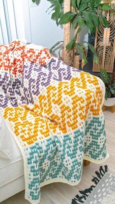 Waves Mosaic Crochet Blanket