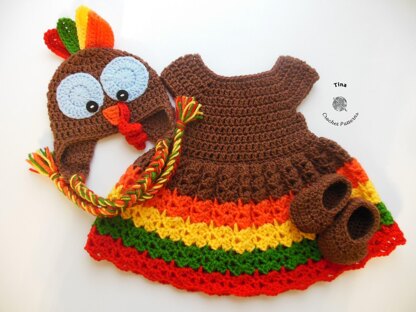 Turkey Baby Hat and Dress Outfit