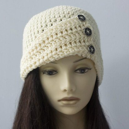 Buttoned Flapper Cloche