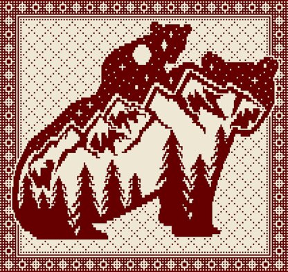 Wilderness Bears Reversible Mosaic Crochet Blanket