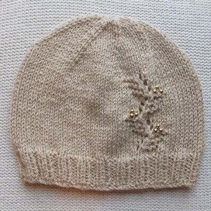 Hat with Lacy Leaves Panel in Size Adult