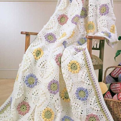 Crochet Floral Bouquet Afghan in Red Heart Super Saver Economy Solids - LW1575