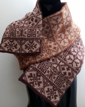 Fair Isle Scarf in Browns and Tan