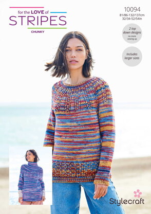 Top Down Sweaters in Stylecraft For the Love of Stripes - 10094 - Downloadable PDF