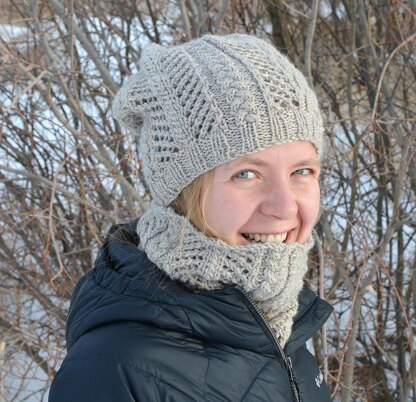 Cables and Lace Hat and Cowl