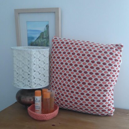 Lampshade, cushion and bowl