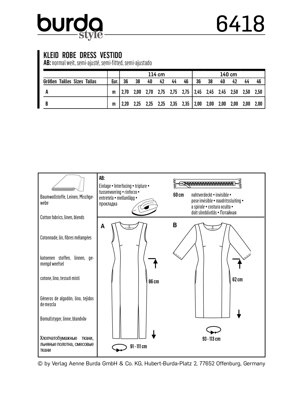 Burda Style Women's Feminine Dresses B6418 - Paper Pattern, Size 10-20