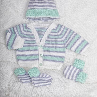 Premature Baby Cardi, hat, mitts and booties