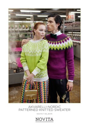 Novita Akvarelli-Nordic Patterned Knitted Sweater in 7 Novita Veljestä - Downloadable PDF