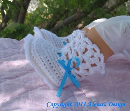 White Lace Top Baby Booties