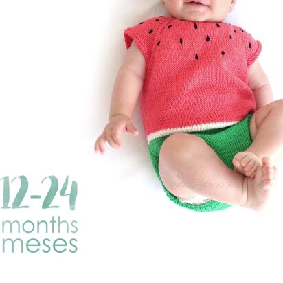 Size 12-24 months - Knitted Watermelon Romper