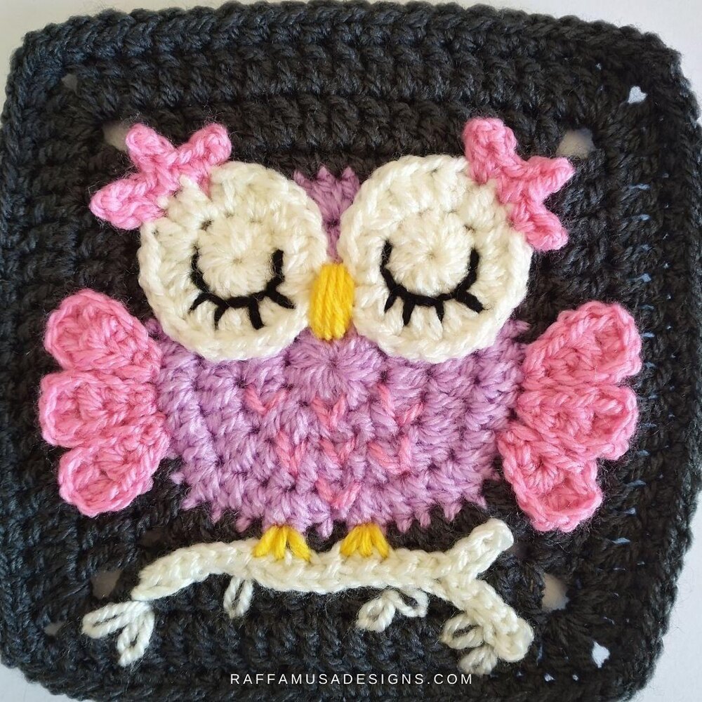 Owl Granny Square Crochet pattern by RaffamusaDesigns LoveCrafts