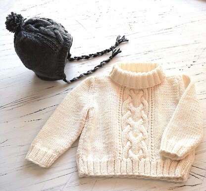 Cable Sweater with Matching Hat - P102