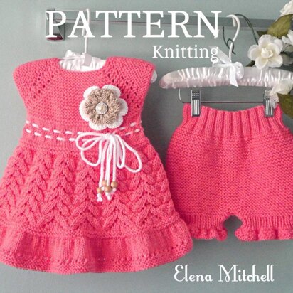 Knitting PATTERN Knitted Diaper Cover Baptism Baby Dress