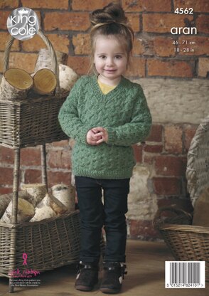 Sweater & Slipover in King Cole Fashion Aran - 4562 - Downloadable PDF