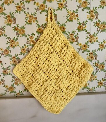 EASY BEGINNER'S Basketweave Dish Cloth