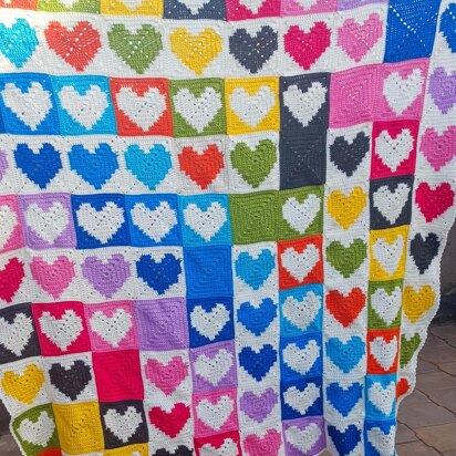 Heartful Hilda Granny Square Blanket