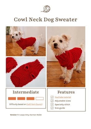 Cowl Neck Dog Sweater