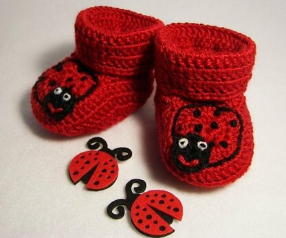 Ladybug Baby Booties